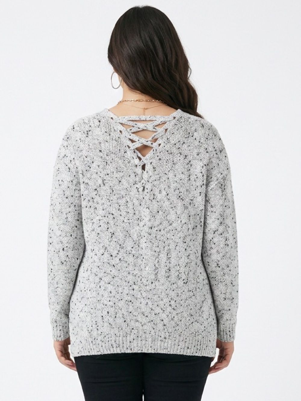 LOVE BY DESIGN | NEW Open Front Knit White Cardigan Braided Back Women’s Size L